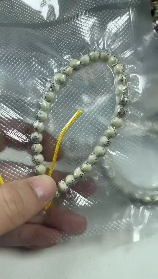 手串星月菩提原生态石玉料骨瓷白7*7圆珠手持