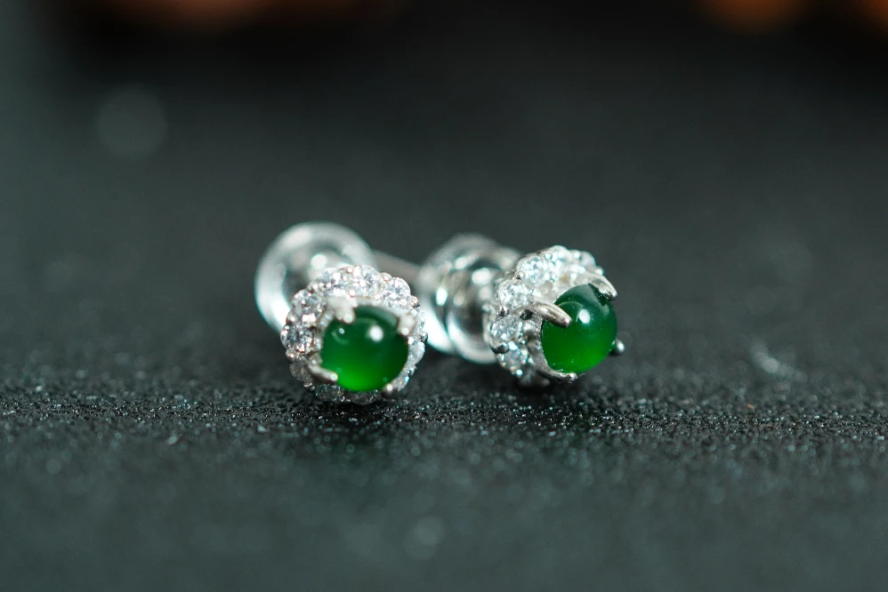 银S925翡翠耳钉 DM112504