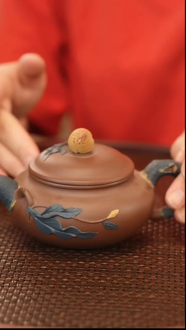茶壶紫砂原矿手工制作花器仿古寿桃 225cc