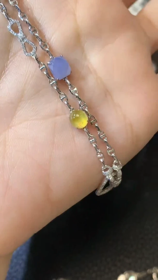 翡翠18K金镶嵌项链D28