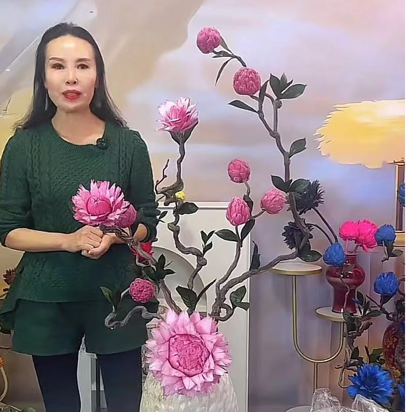 【直播间定制款】无损不退换粉色洋蓟永生花龙枣枝造景