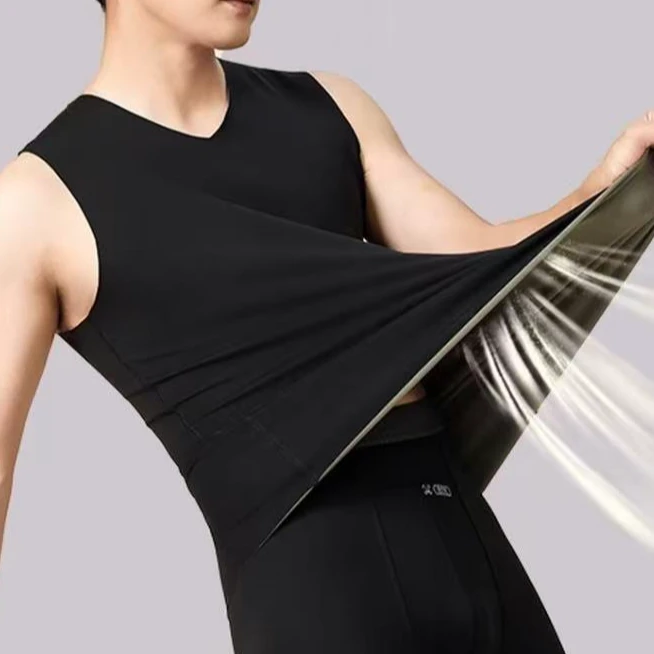 【雪】保暖无袖瑜伽极简风保暖上装修身男V领背心