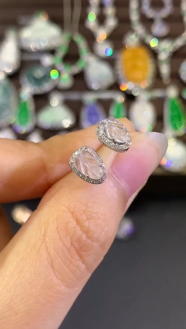 18K金镶嵌翡翠耳饰B7 多样性一件发货