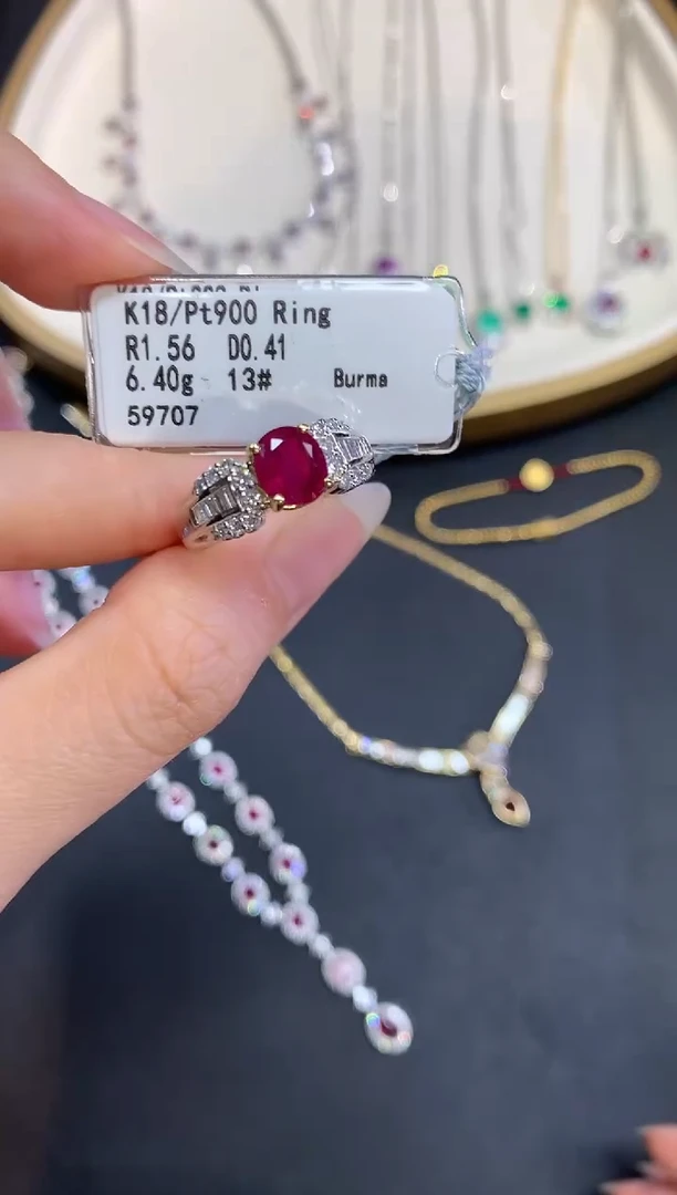 定制红宝石戒指18K金镶嵌W154|15000