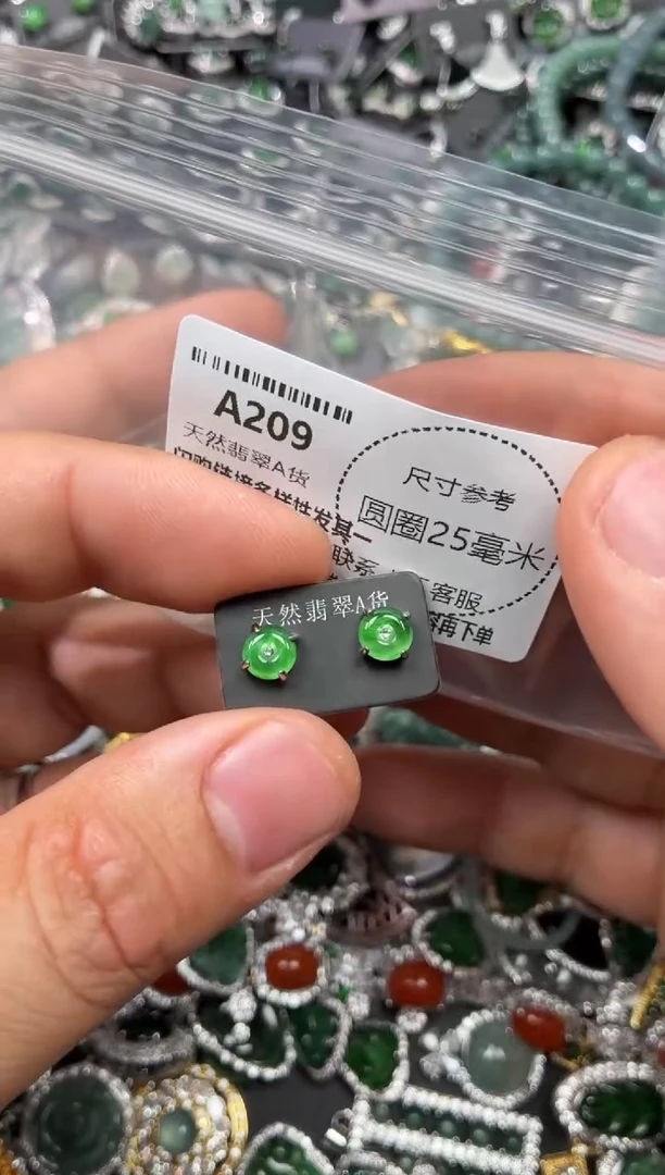 翡翠未镶嵌颈饰A209耳钉
