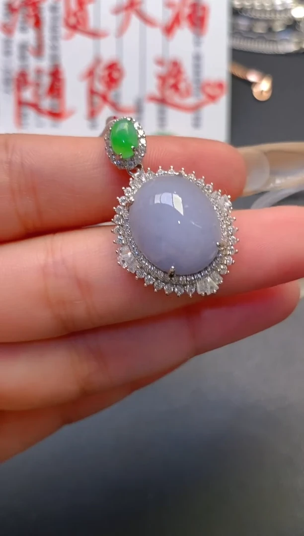 【闪购商品】翡翠耳饰银S925镶嵌天然A货翡翠1