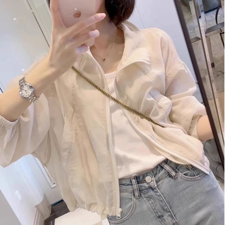 盐系穿搭小个子上衣时尚宽松显瘦高级感轻薄透气防晒衣外套女夏季