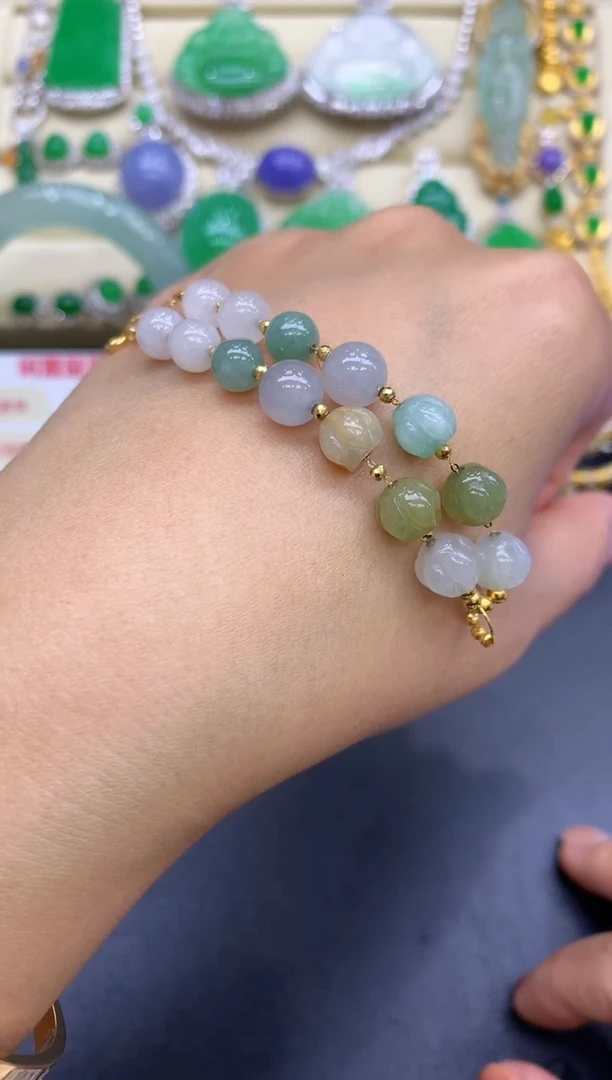 18K金镶嵌手链翡翠17-中国好珍宝