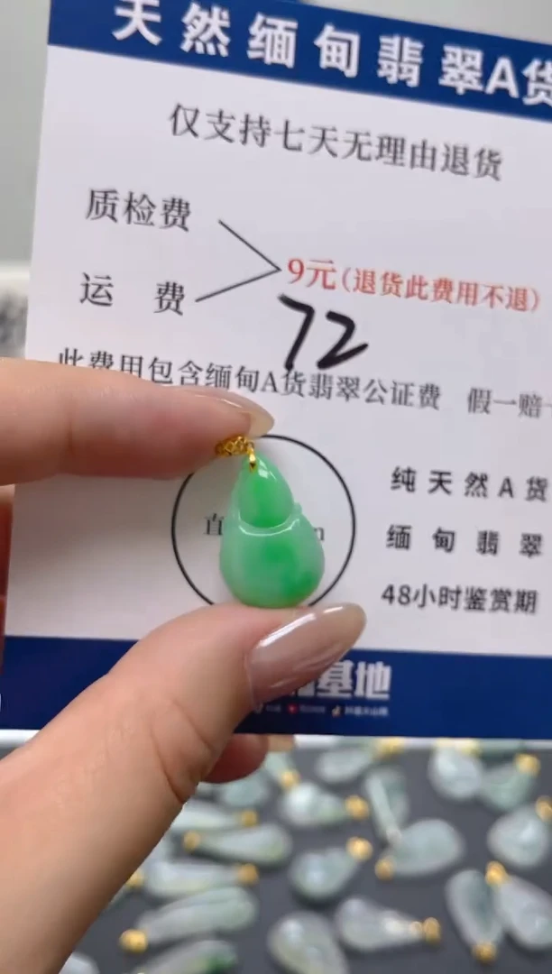 颈饰18K金镶嵌翡翠天然A货翡翠