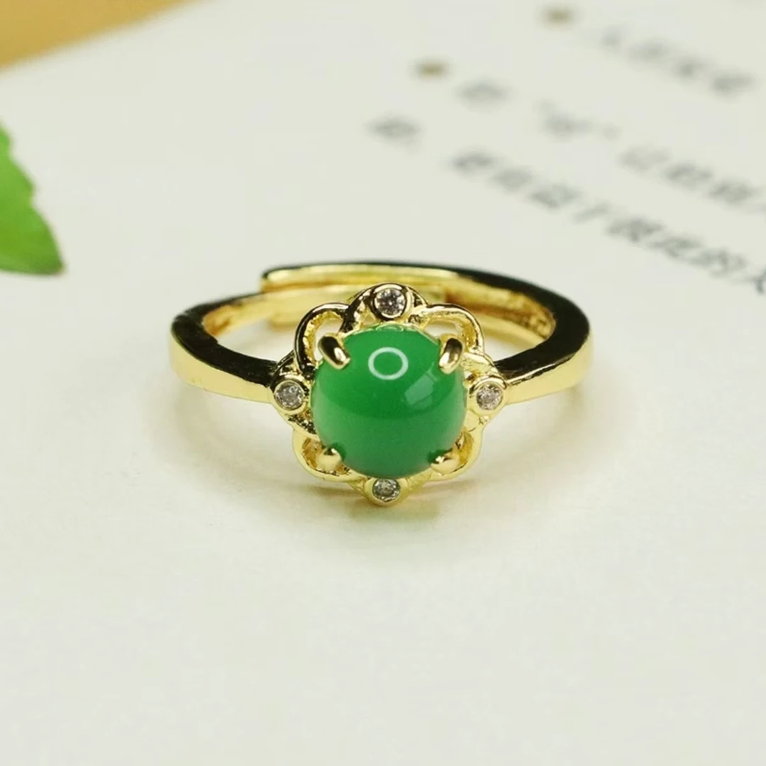 【兰总】YMN022#精致时尚玉髓合金镶嵌戒指（可开口）