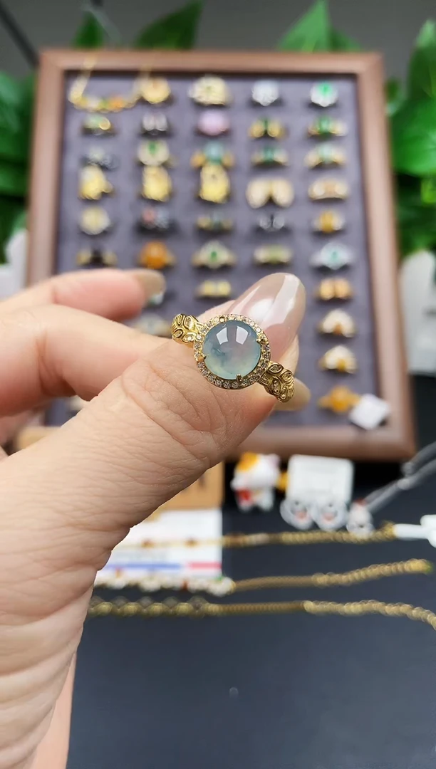 银S925镶嵌戒指翡翠12