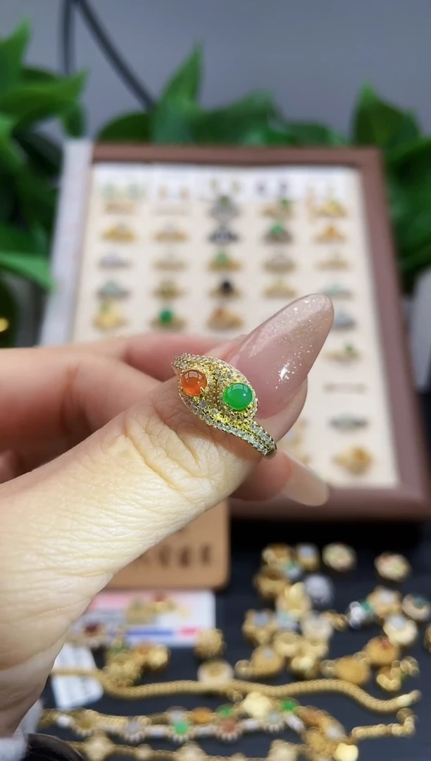 银S925镶嵌戒指翡翠12