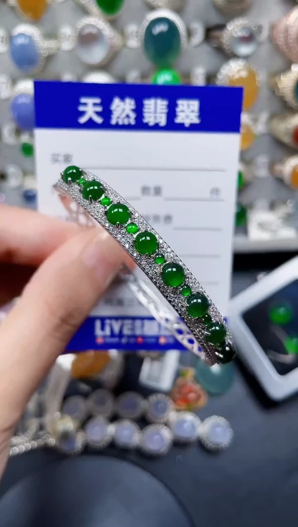 银S925镶嵌手镯翡翠81