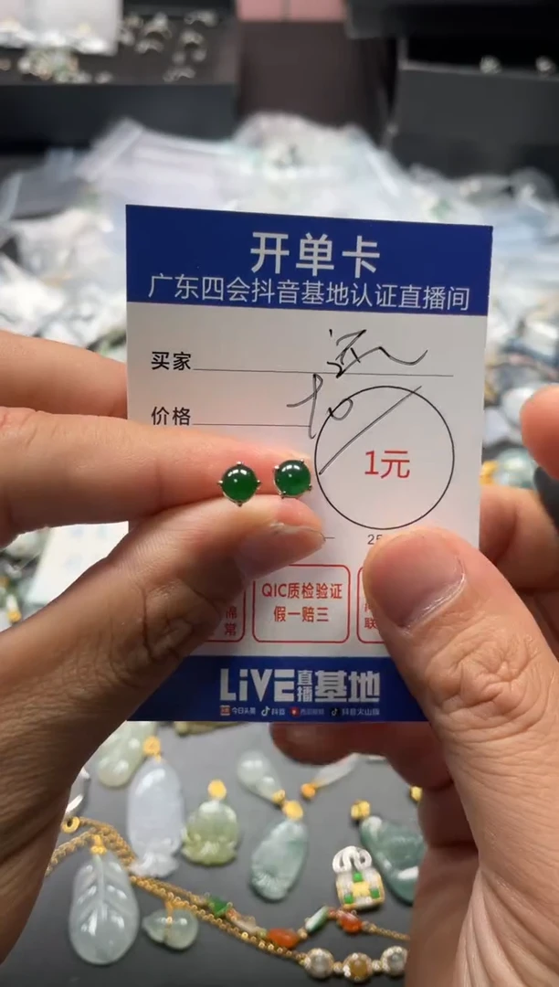 颈饰未镶嵌翡翠还**好耳钉