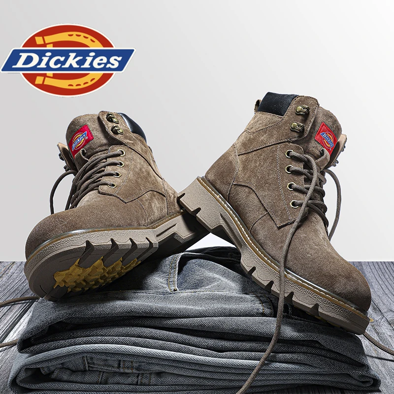 Dickies马丁靴冬季加绒保暖男鞋高帮男士英伦风厚底增高鞋子男