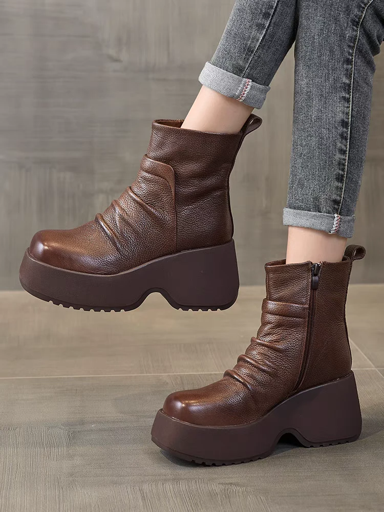 9822头层牛皮复古手工短靴