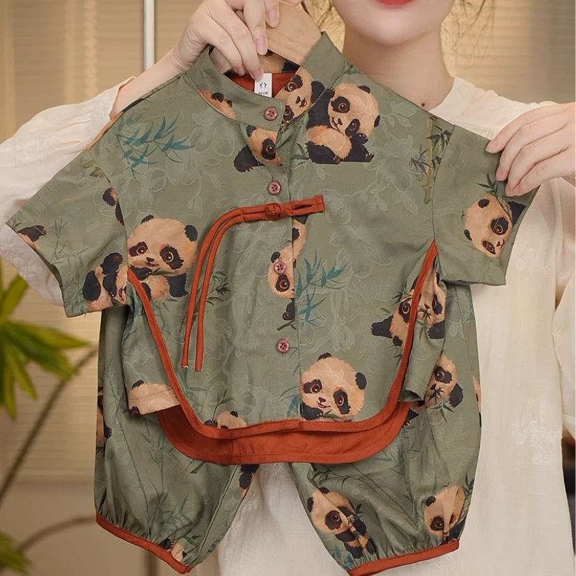 现货 2025夏季新款气质新中式日常中国风国潮小马短袖套装21331