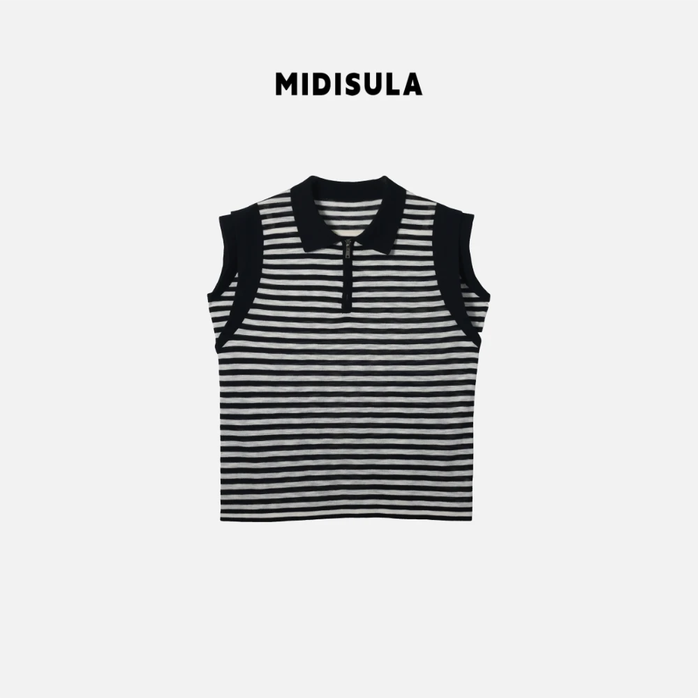 MDSL·夏季新款韩版时尚翻领无袖宽松显瘦百搭polo领#1117