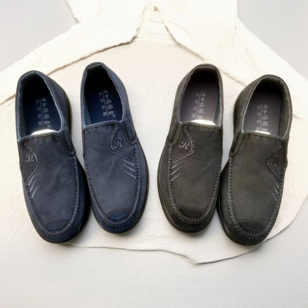 老北京男鞋工装鞋帆布鞋透气软底软面健步休闲时尚