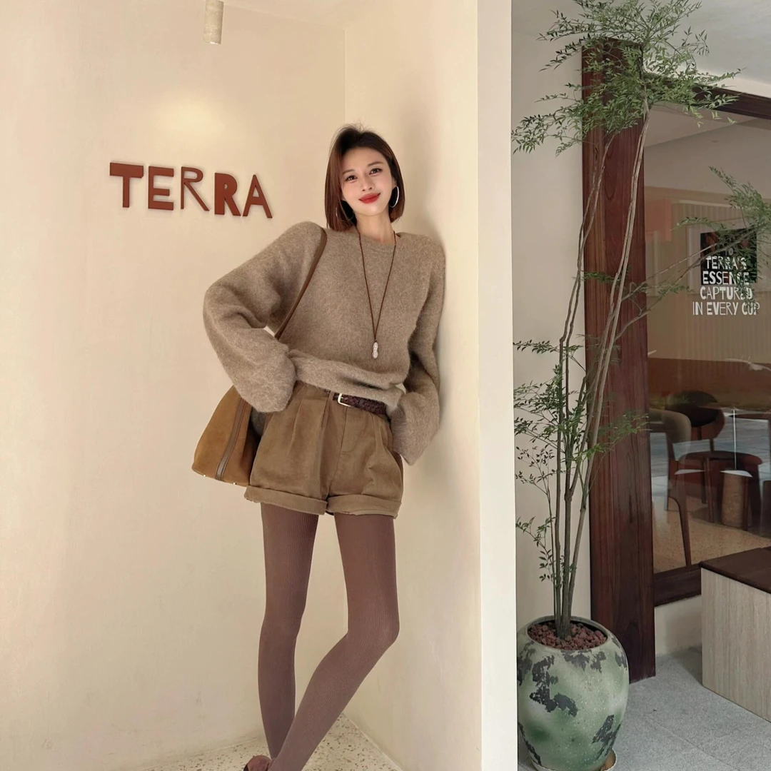 韩系慵懒风宽松套头毛衣女秋冬季2025新款高级感气质休闲针织上衣