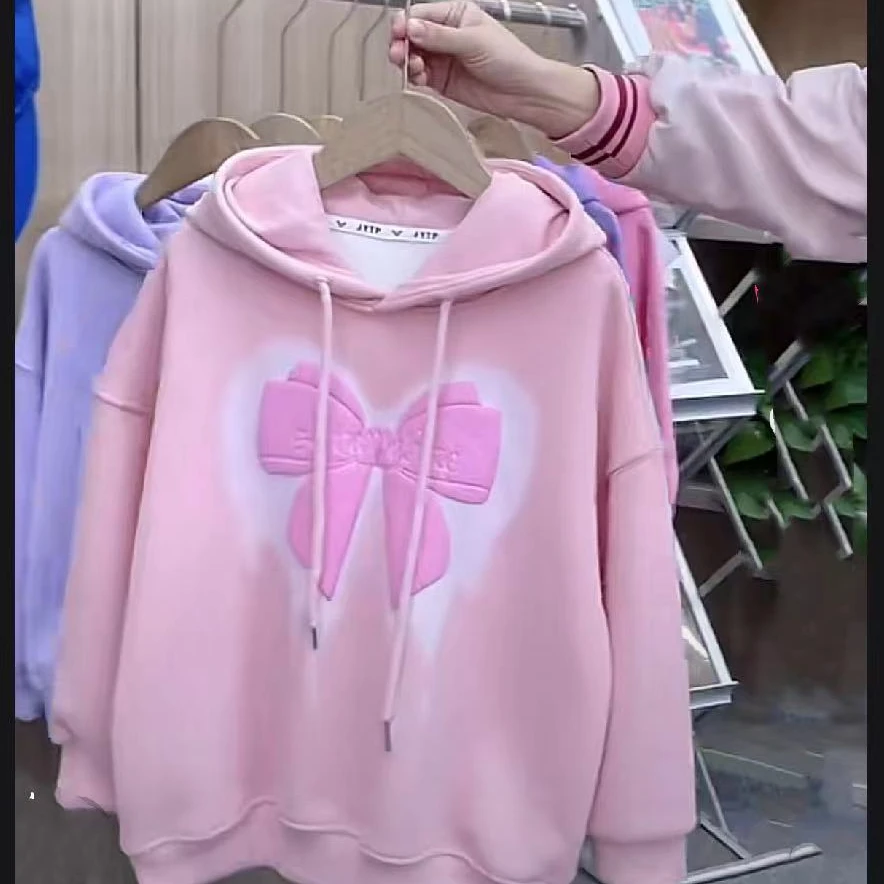 女童蝴蝶结加绒卫衣1298