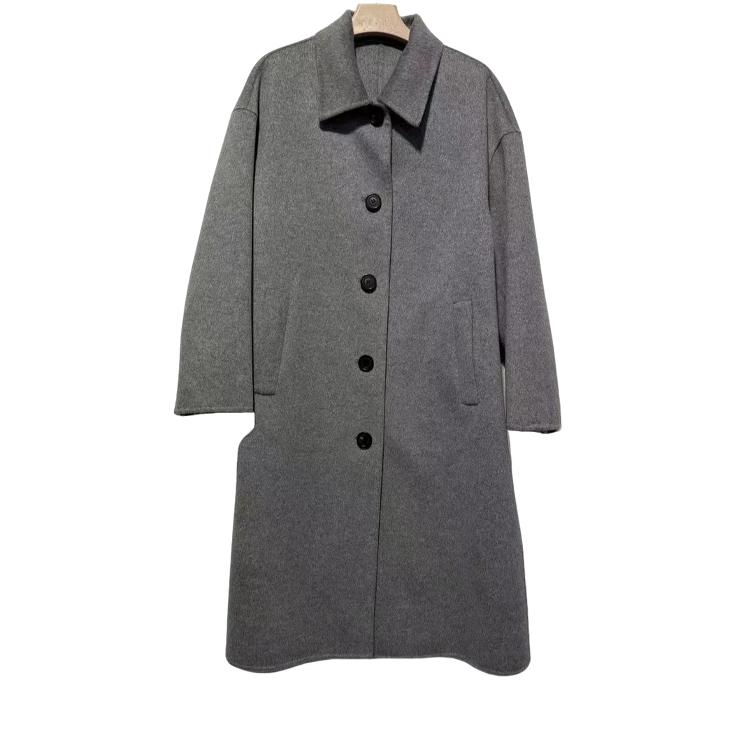 【0904-1】女款毛呢外套大衣时尚中长款秋冬经典翻领