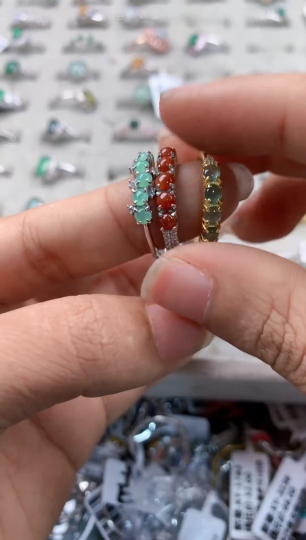 银S925镶嵌戒指翡翠777----3