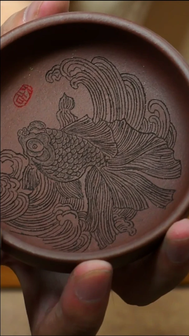 茶杯紫砂南柯记全手刻杯