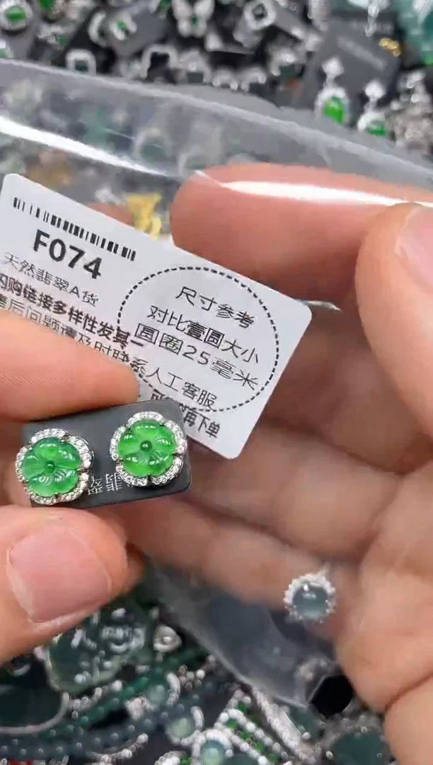 颈饰未镶嵌翡翠F074耳钉