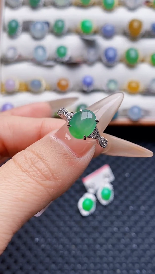 银S925镶嵌戒指翡翠5915