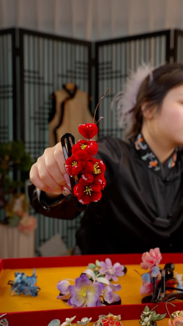 刺绣非遗苏绣绒花