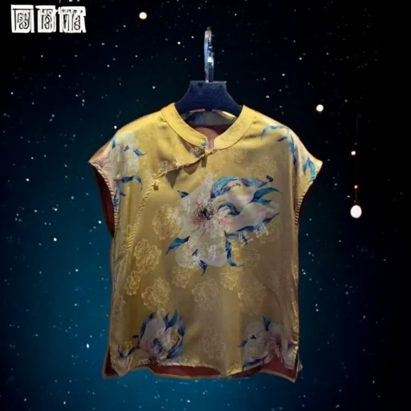 7-12时尚气质设计师新中式显瘦洋气无袖小衫上衣