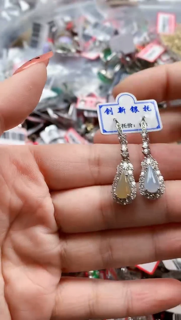 银S925镶嵌戒指翡翠天然A货缅甸翡翠