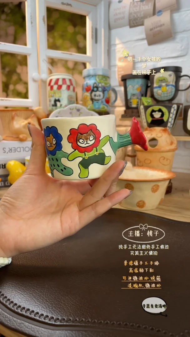 摆件景德镇创意手绘可爱设计师款文创跳舞猫