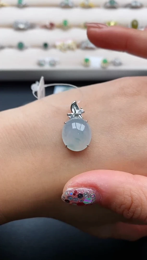 银S925镶嵌戒指翡翠缅甸天然A货翡翠44 1-5