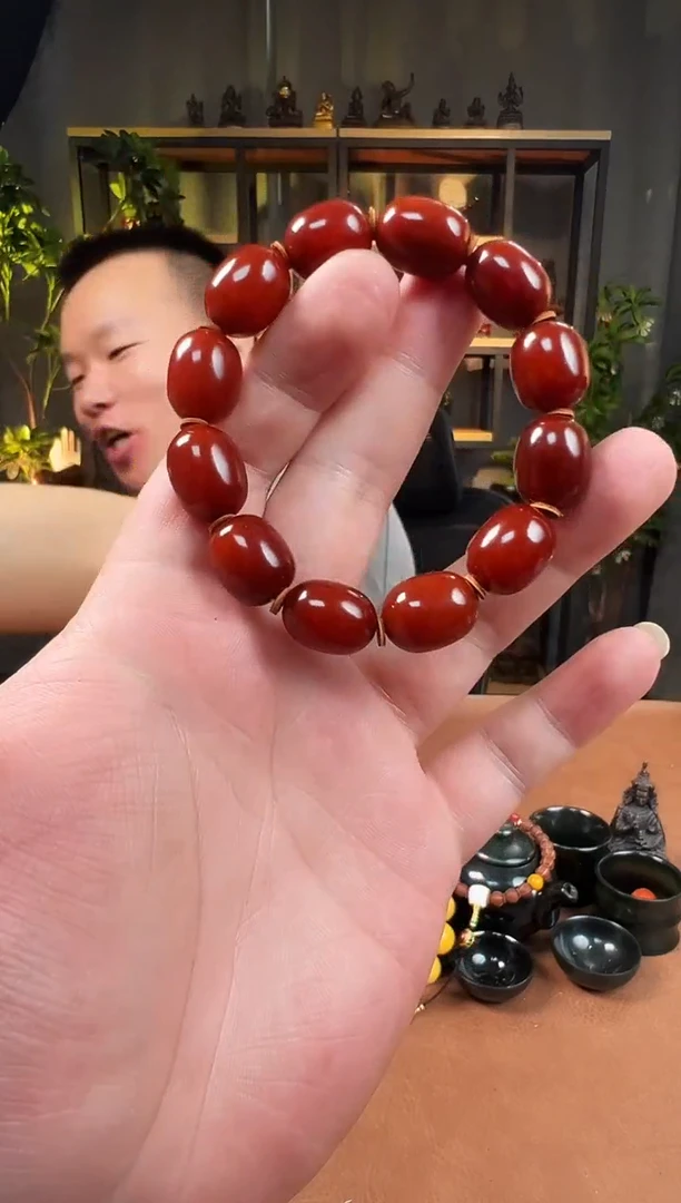 手串蜜蜡未镶嵌12+枣红皮