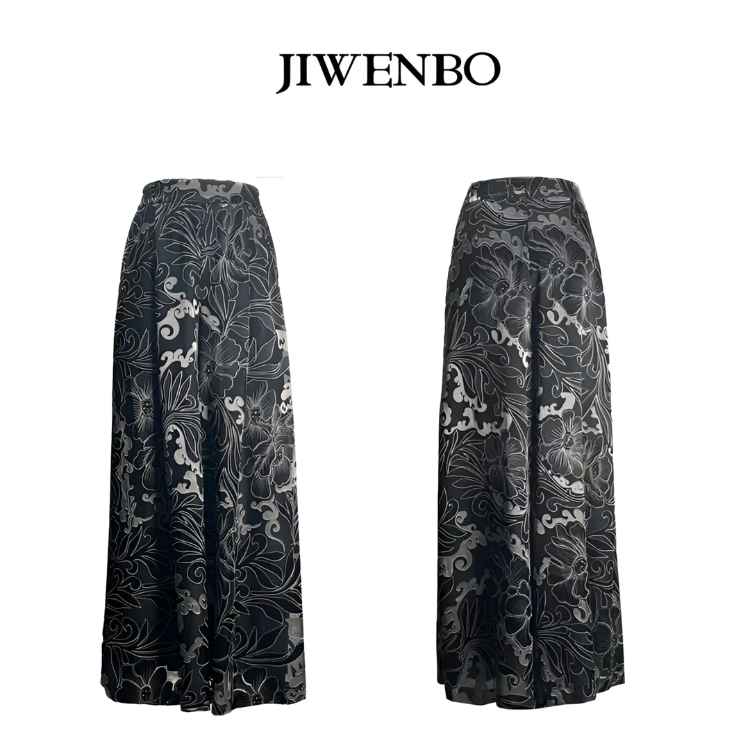 JIWENBO【灵感烧花】镂空阔腿隐约西装裤休闲裤