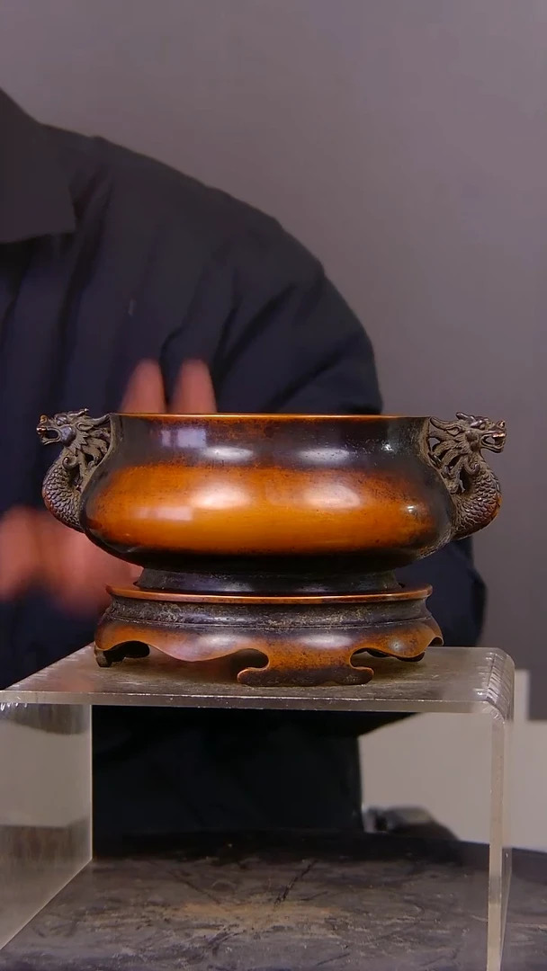 魁*山水铜缘紫铜香炉结缘1111