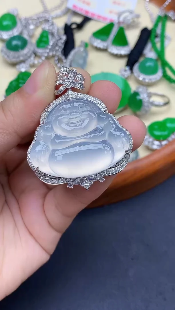 吊坠(不含链)18K金镶嵌翡翠707-中国好珍宝