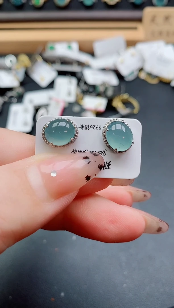 银S925镶嵌戒指翡翠1