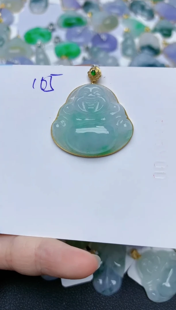 【闪购商品】翡翠颈饰18K金镶嵌天然翡翠A货    