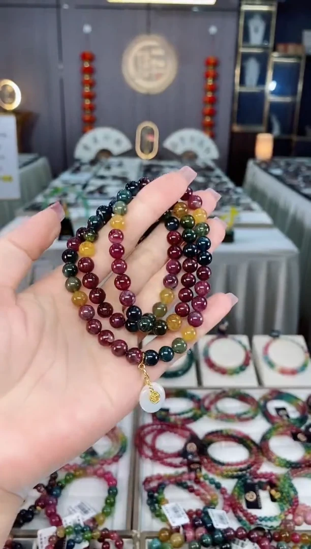 未镶嵌收藏级老矿色标三圈手串7mm+碧玺hon多样性发一条