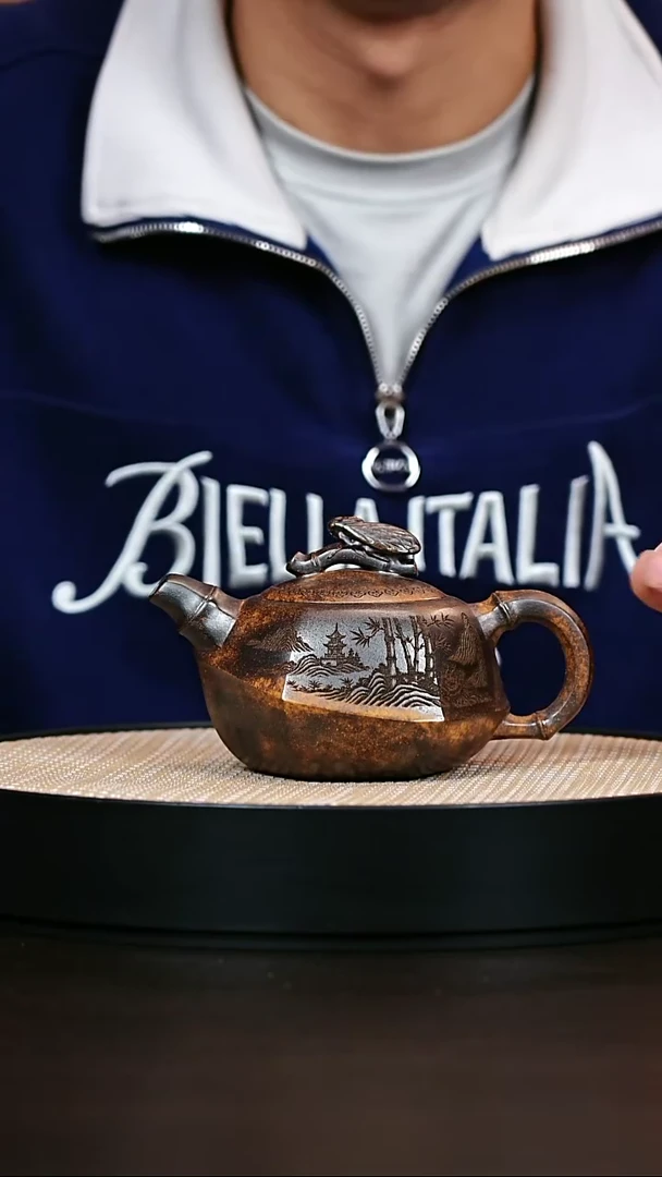 茶壶紫砂原矿紫砂壶柴烧知足常乐300cc