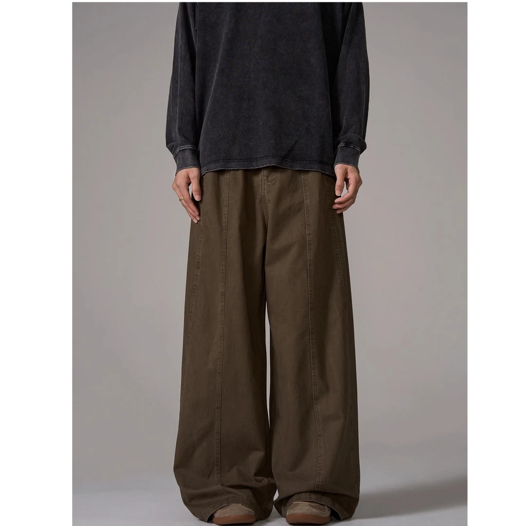 美式复古vintage设计感阔腿工装裤男宽松直筒做旧垂感裤