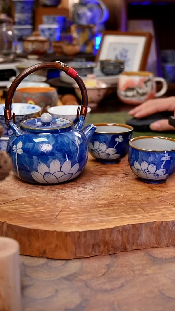 摆件紫砂荷花手工手绘手工手绘
