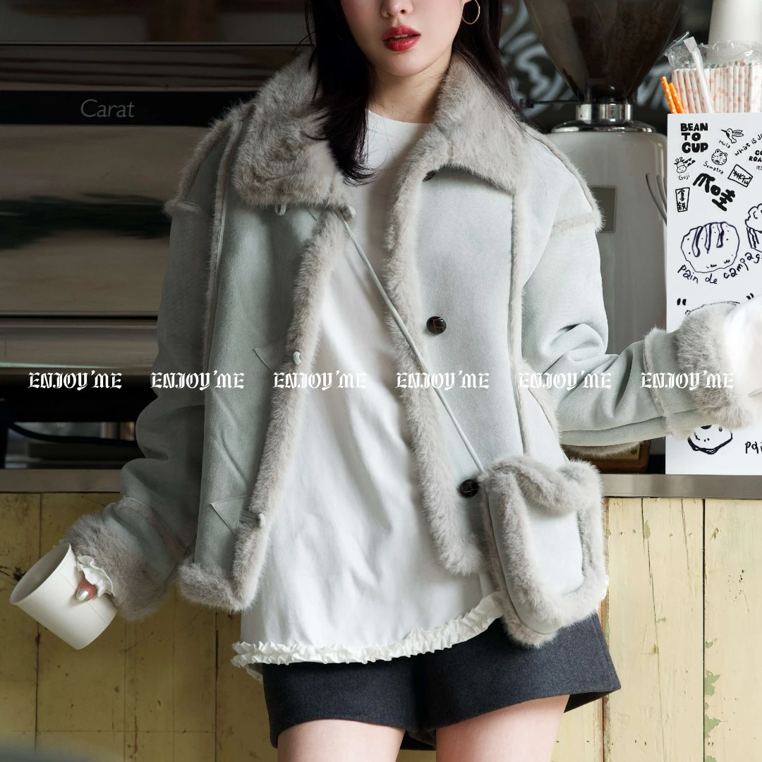 自由意志配包包皮毛一体外套EM-9038