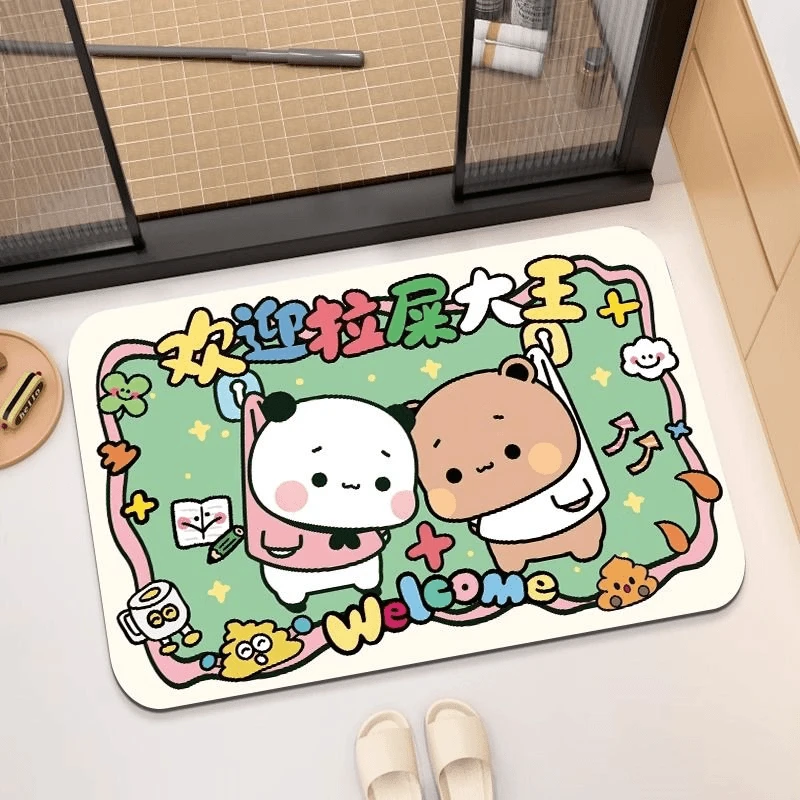 卡通可爱一二布布浴室硅藻泥地垫卫生间入户吸水速干脚垫厕所防滑