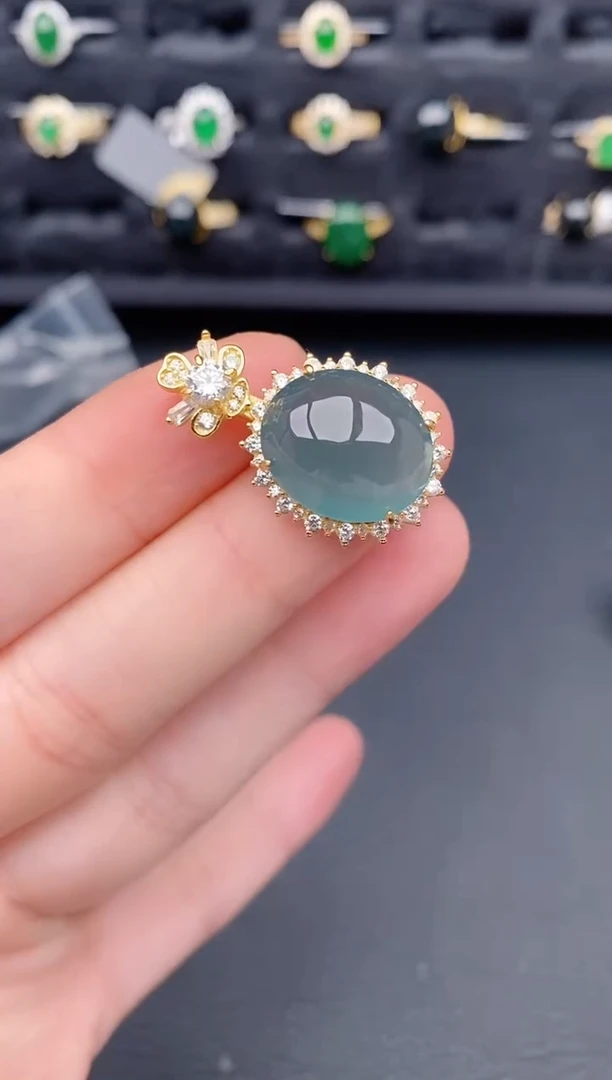 颈饰银S925镶嵌翡翠天然a货翡翠185