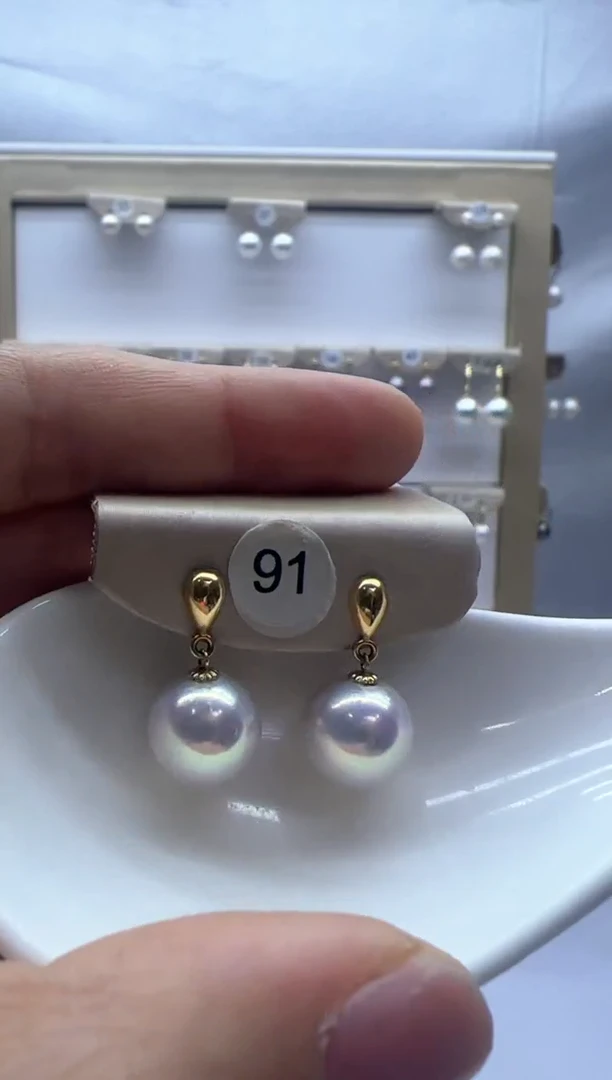 【闪购商品】淡水珍珠耳饰18K金镶嵌91