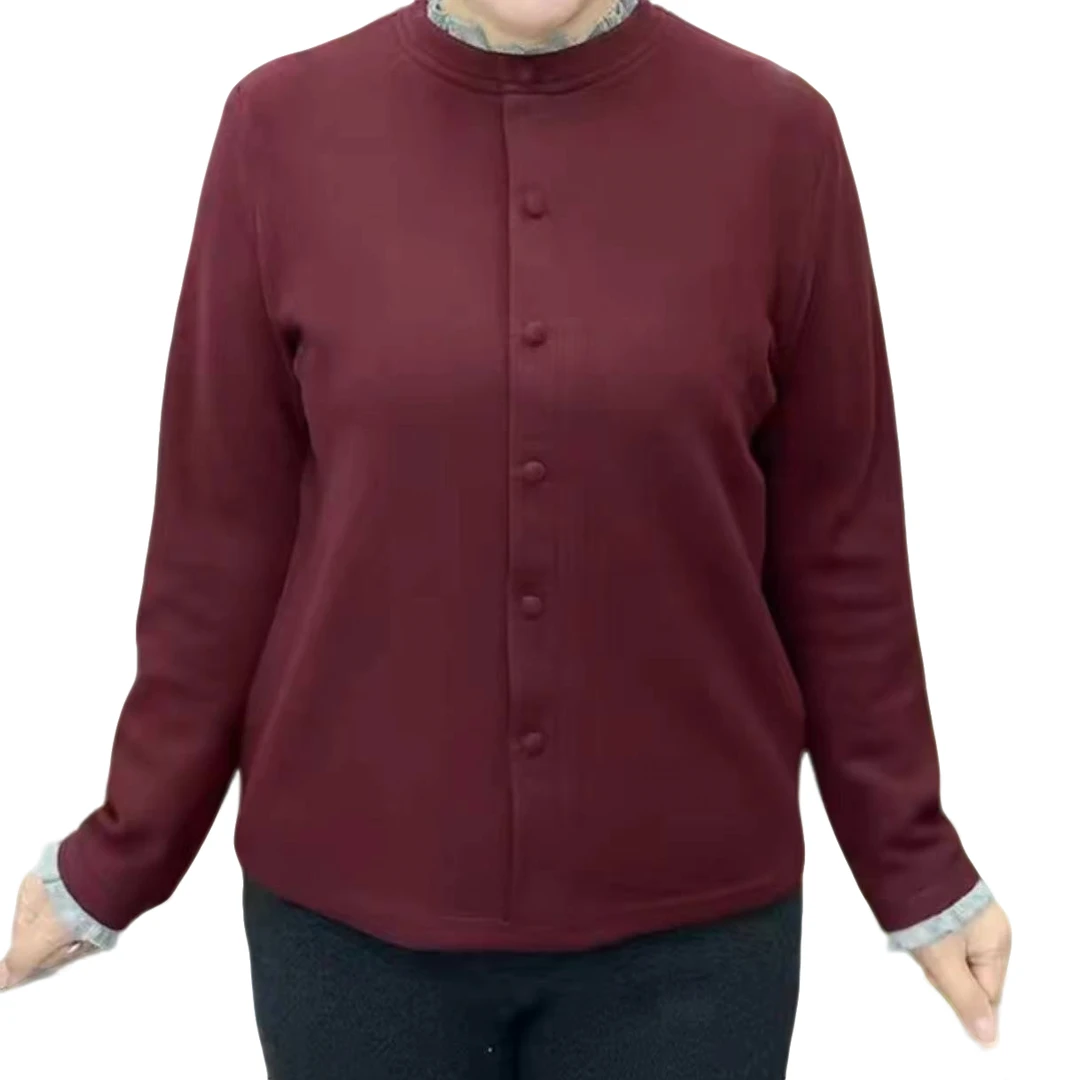 木耳领假两件加绒上衣  气质